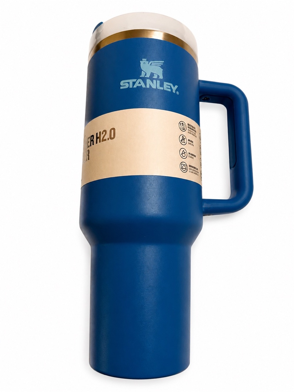 Stanley Quencher H2.0 FlowState Tumbler 40 oz Blue NEW in Box w/ Bent Straw - Picture 2 of 8